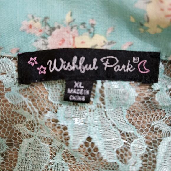 Green Floral Tunic Top Lace Collar Pockets XL Fairy Dainty Y2K Feminine Romantic - Picture 9 of 13